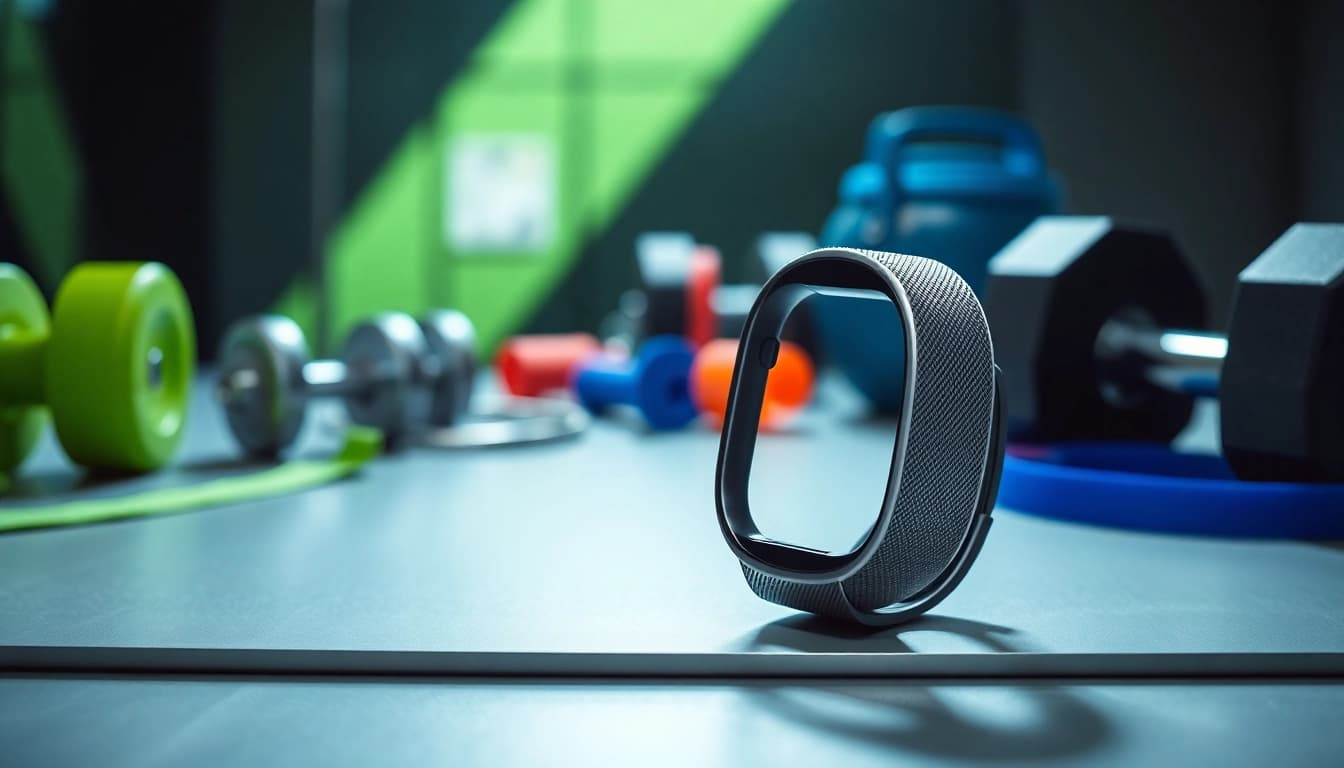 Showcasing a Ringconn fitness tracker on a modern desk for active lifestyles.