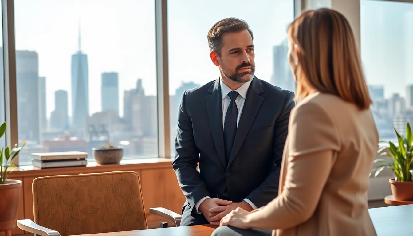 Consultation with a New York City Personal Injury Lawyer in a professional office atmosphere.