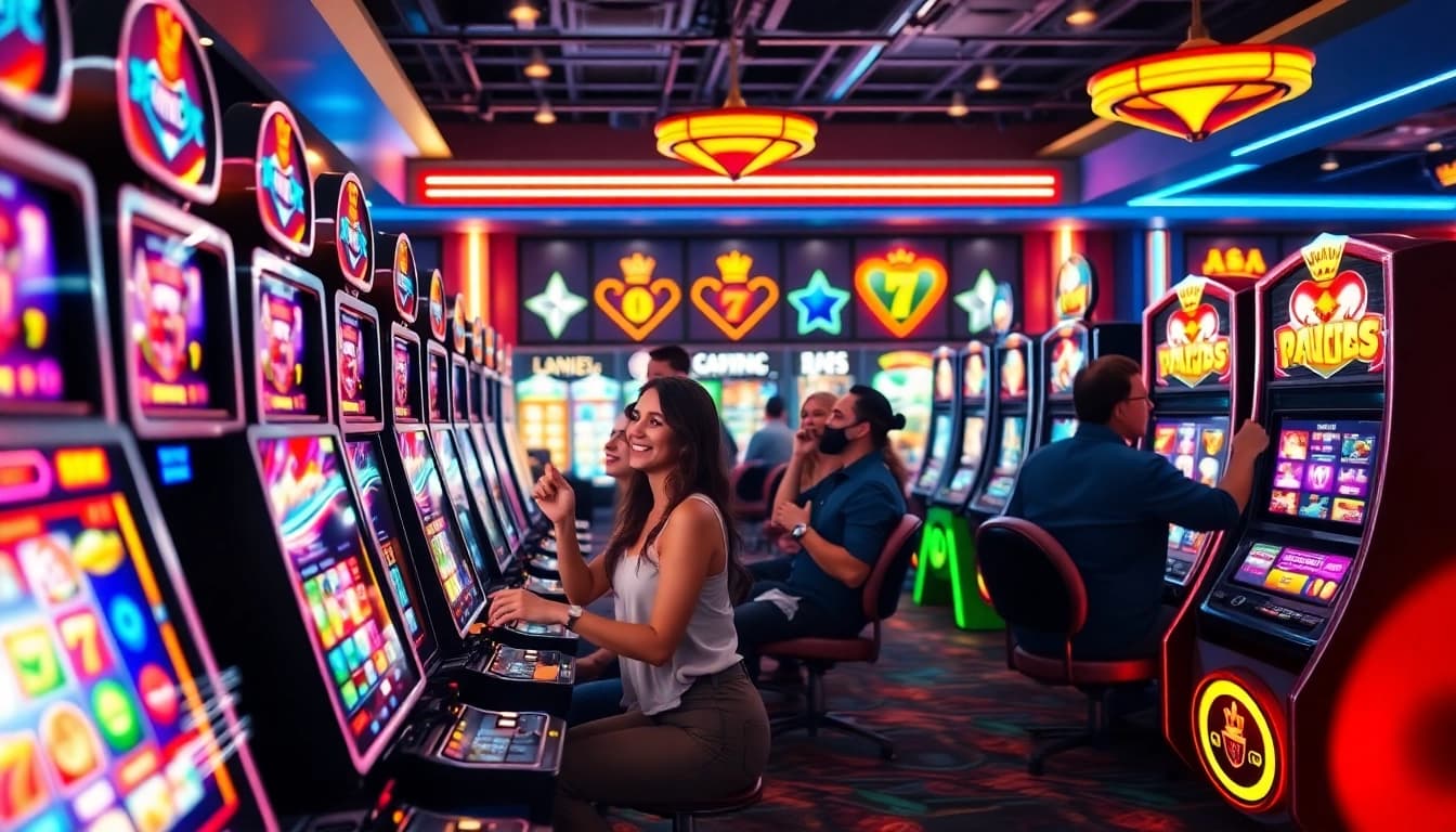 Experience the excitement of Online slots Uk with vibrant gaming scenes and engaging players celebrating wins.