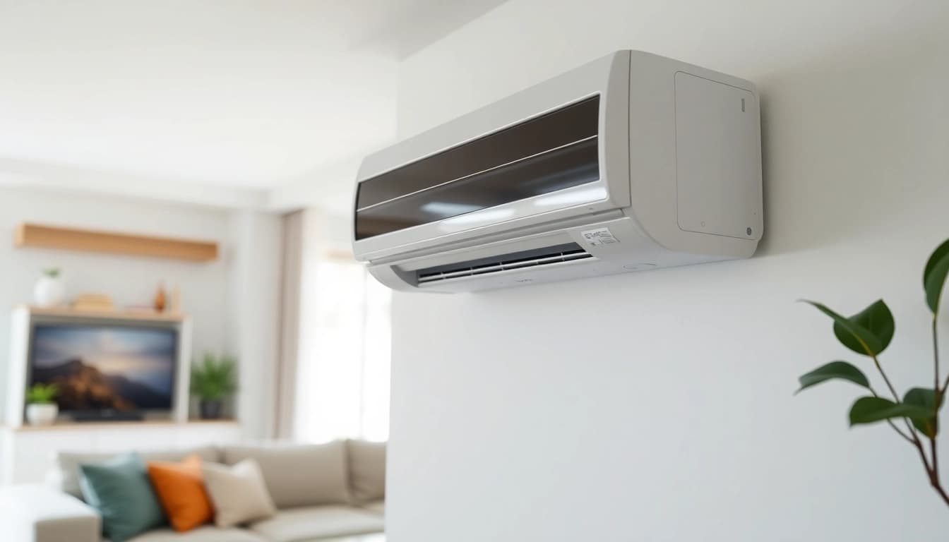 Install a Daikin mini split AC system in a modern living room with natural lighting.