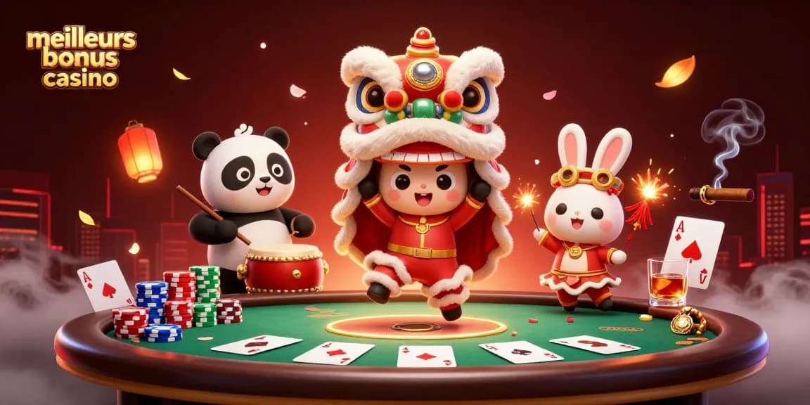 Découvrez les meilleurs bonus casino d'une manière dynamique grâce à une illustration festive et colorée.