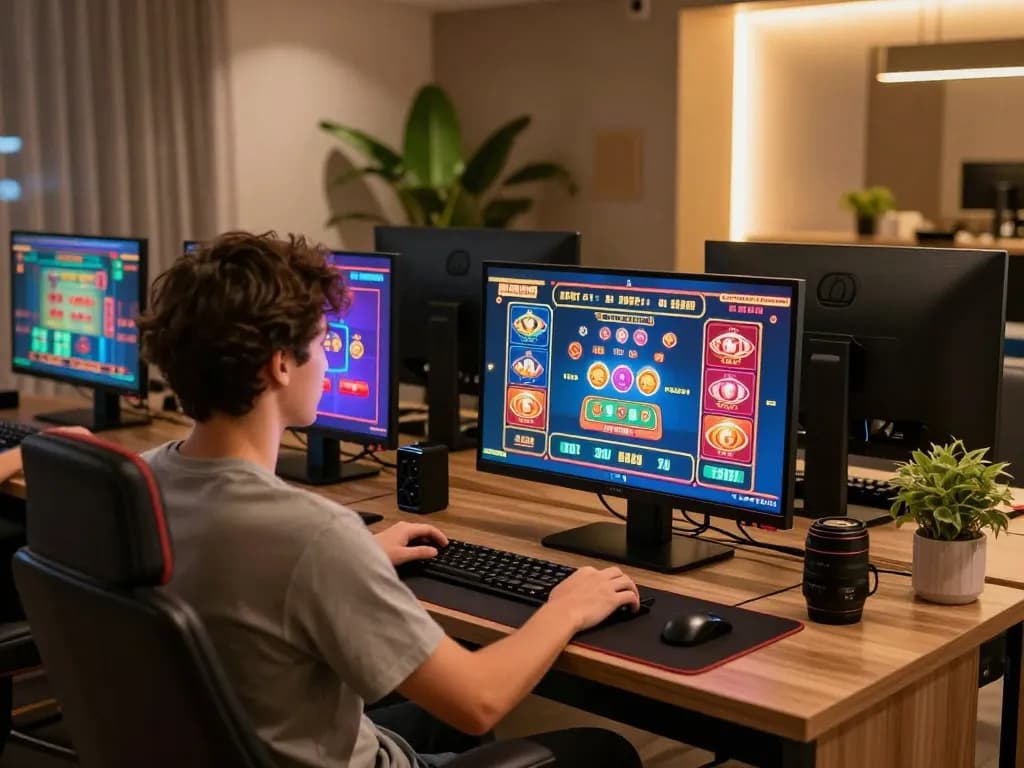 Engaging gameplay on u888 online casino platform with vibrant game displays and modern setup.