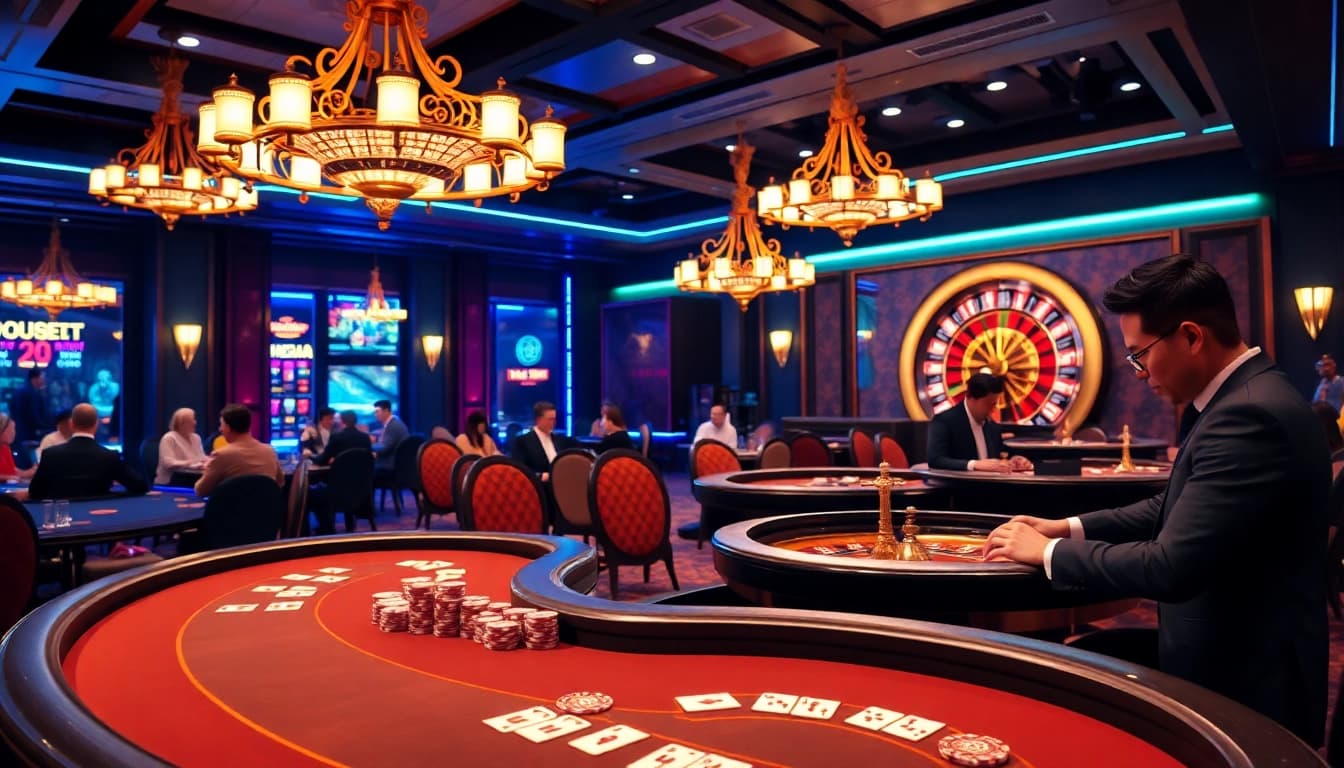 Players enjoying a thrilling poker game at 98win. com's luxurious casino setup.