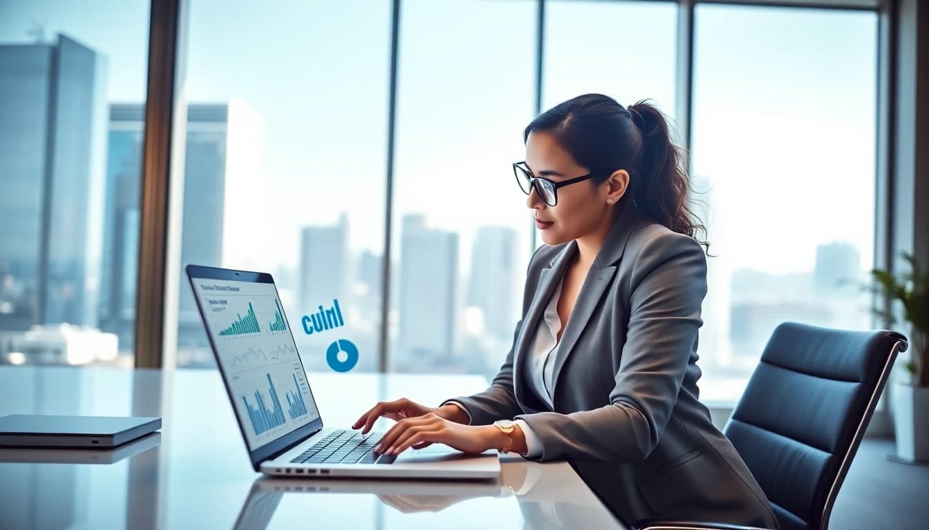 Engaging with competitive intelligence faqs while analyzing data insights in a modern office setting.
