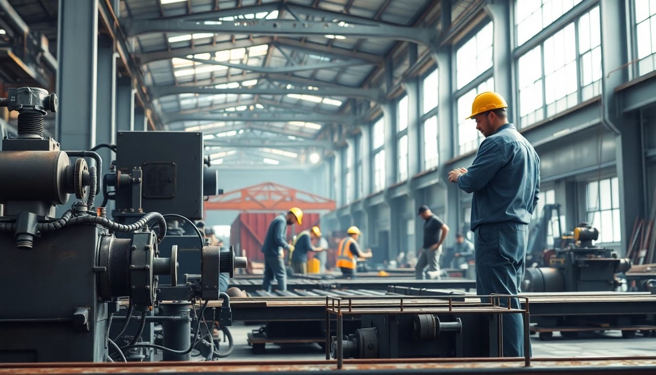 Crafting high-quality steel with expert steel fabricators near me in a dynamic workshop.