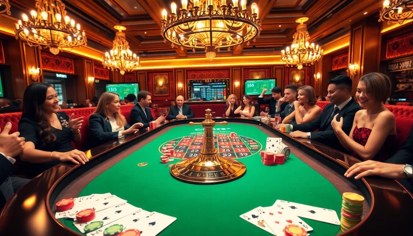 Experience the excitement of Bl555 with a luxurious casino setting showcasing roulette and digital betting.