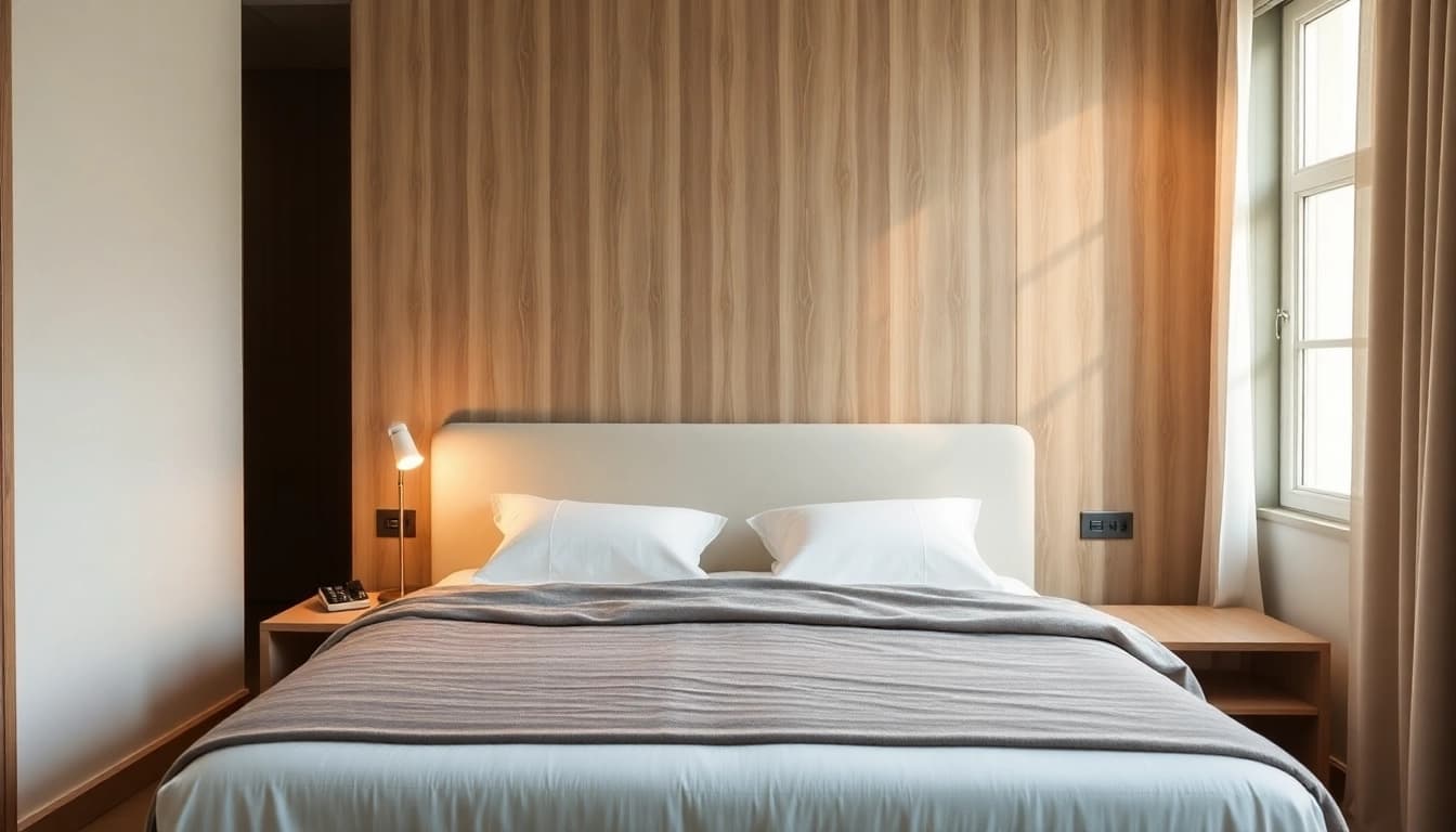 Materasso matrimoniale di alta qualità posizionato in una camera elegante e accogliente, ideale per il relax.