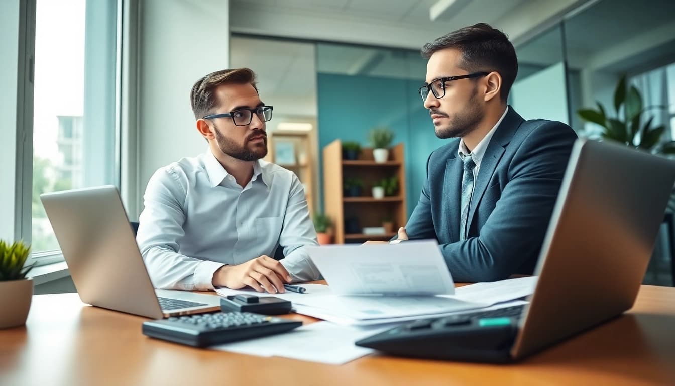 Preparing for tax season with a professional accountant in an organized office.