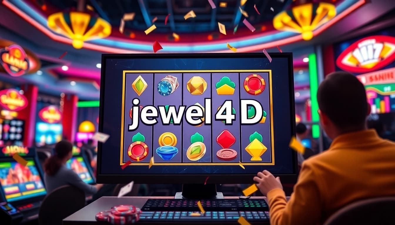 Mainkan permainan slot online jewel4d dengan suasana kasino yang ceria dan energik.