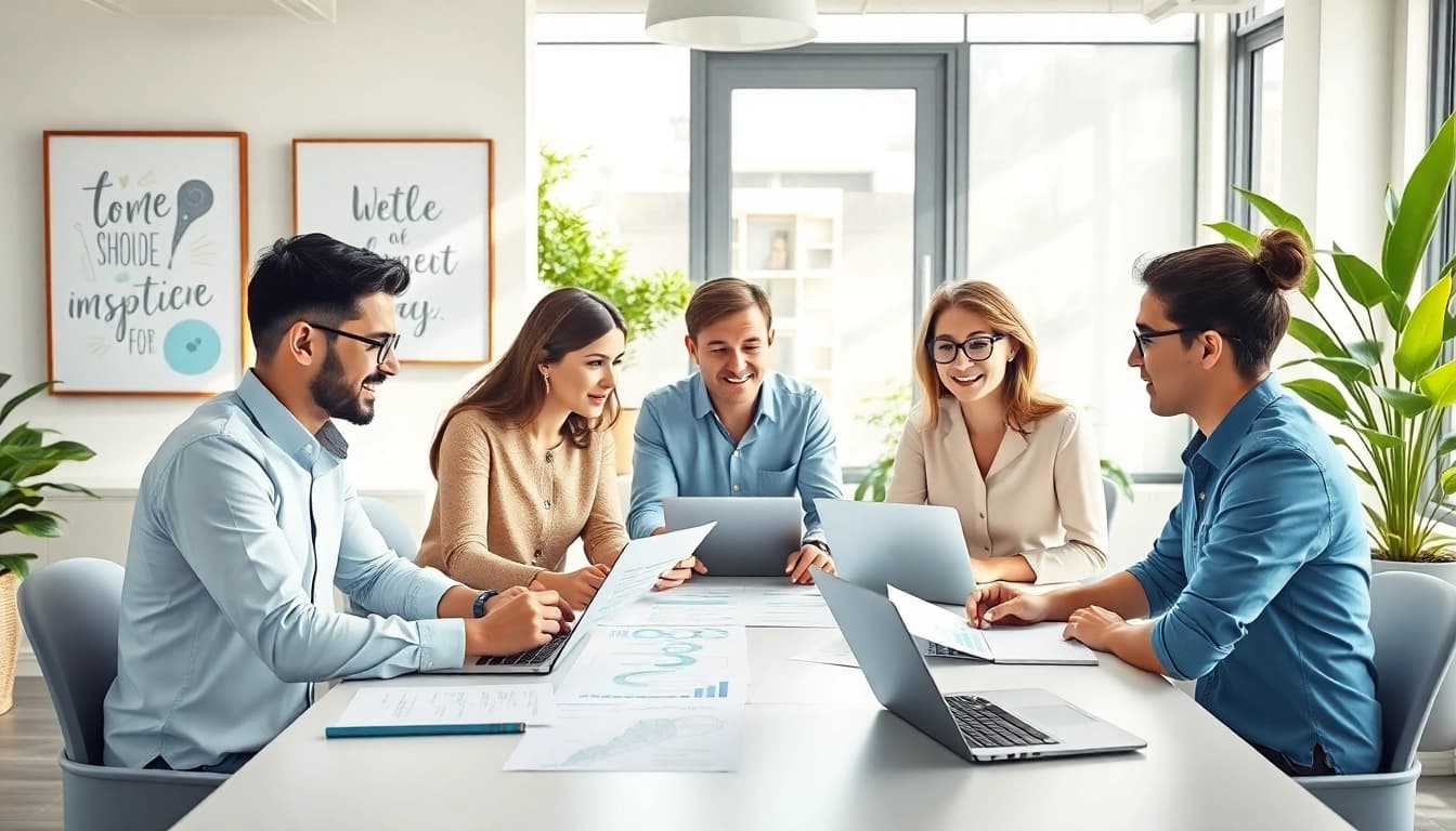 Good Wolf Marketing team collaborating in a bright, modern office environment.