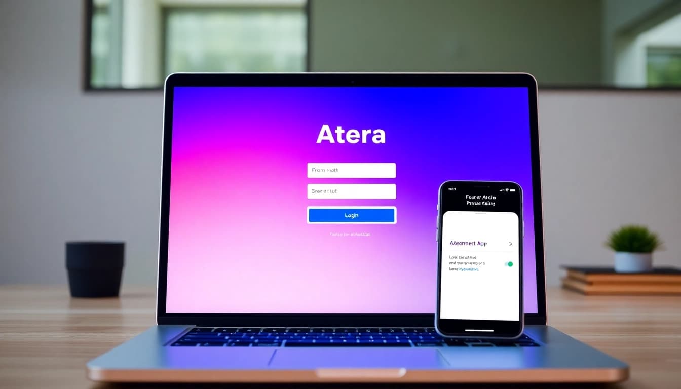 Atera login screen visualizing secure access and authentication methods.
