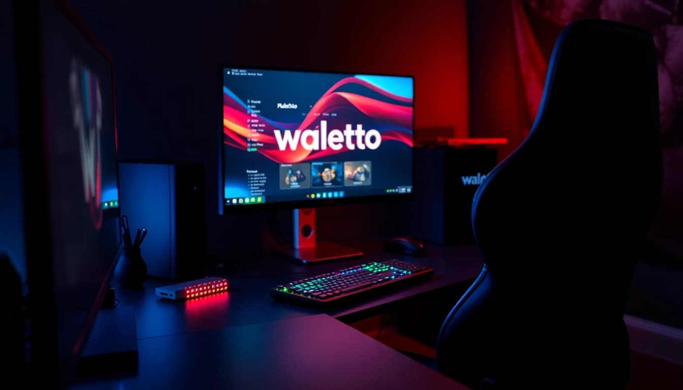 Menyaksikan permainan walettoto dengan antusias di setup gaming modern yang canggih.