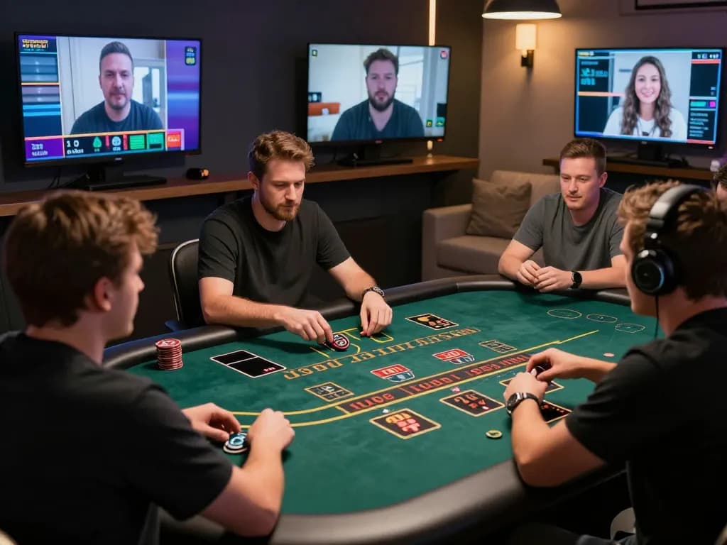 tv88 players strategizing at an online blackjack table with immersive live dealer
