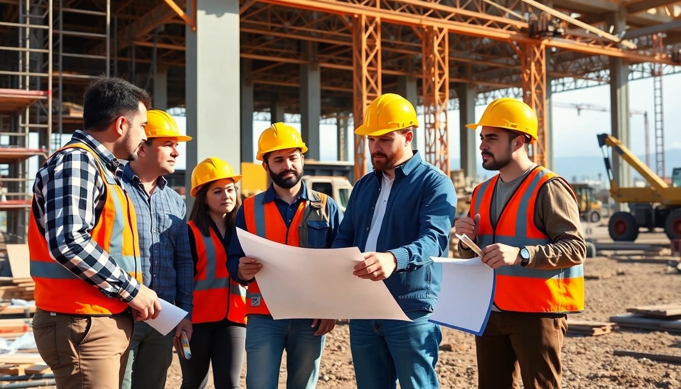 Construction association Wyoming professionals collaborating at a vibrant building site.