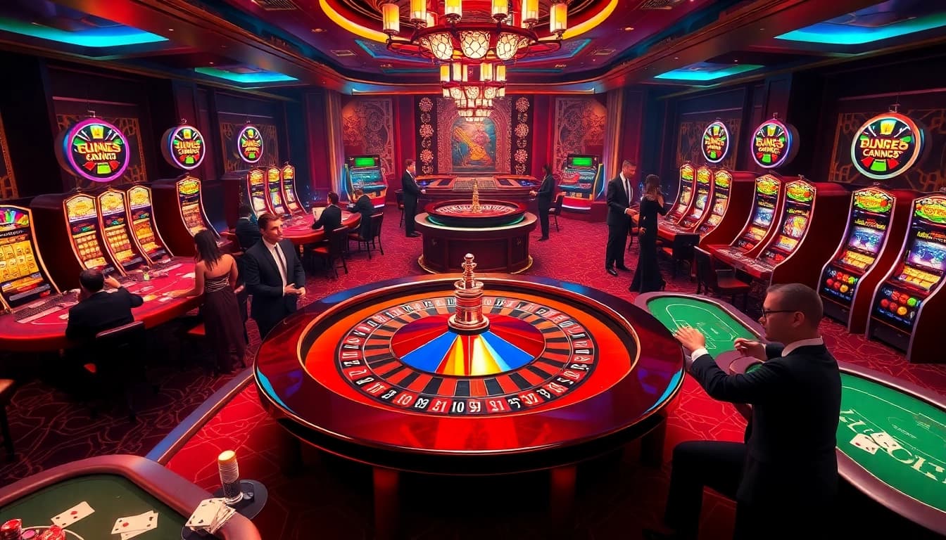 The excitement of mm88 as players enjoy vibrant roulette, poker, and slots in an upscale casino setting.