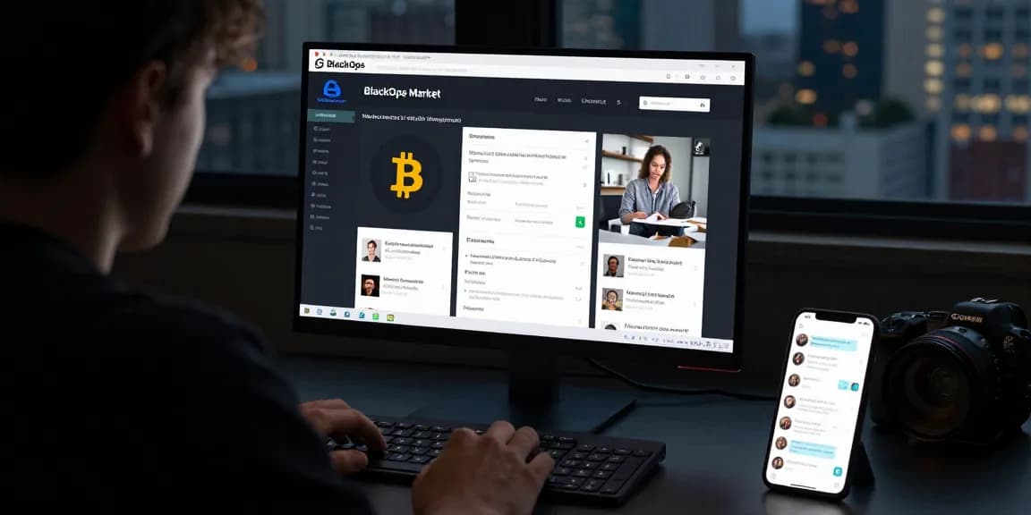 BlackOps Market Link showcasing user monitoring vendor curation process with Bitcoin and Monero integration