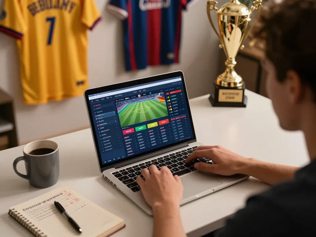 Bong da lu enthusiast reviewing live odds and game stats at home.