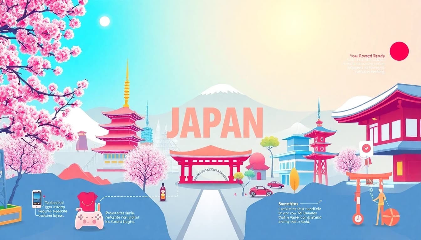 日本のトレンドトピックを強調したインフォグラフィックの視覚表現