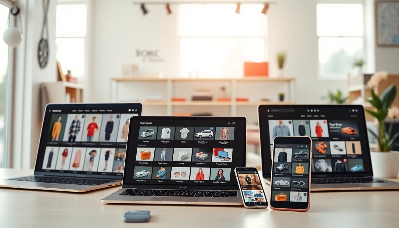 Interact with a vibrant Multi-Store showcasing diverse product categories and a user-friendly design.