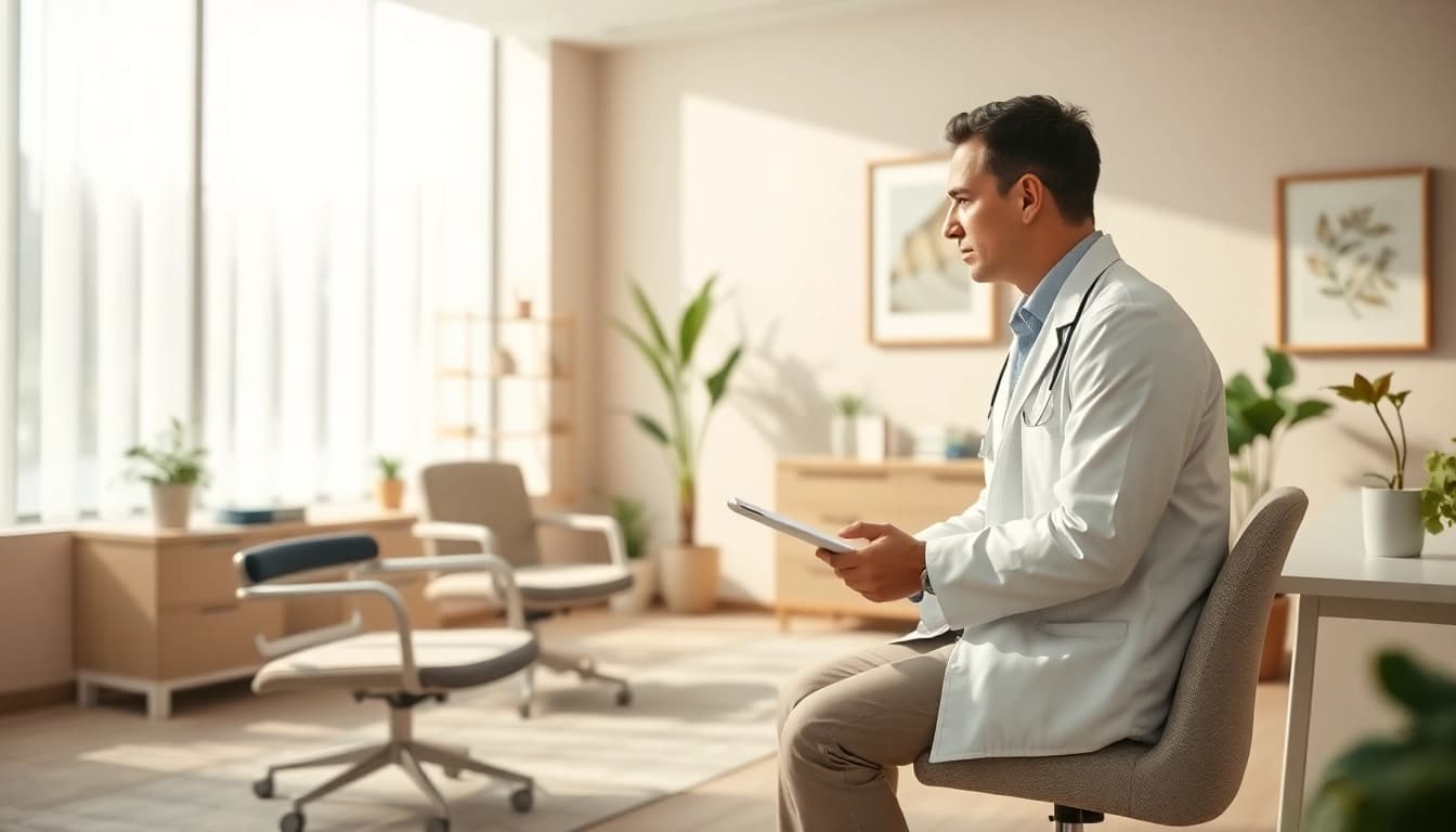 Engaging psychiatrist dubai discussing mental health in a serene clinic environment.