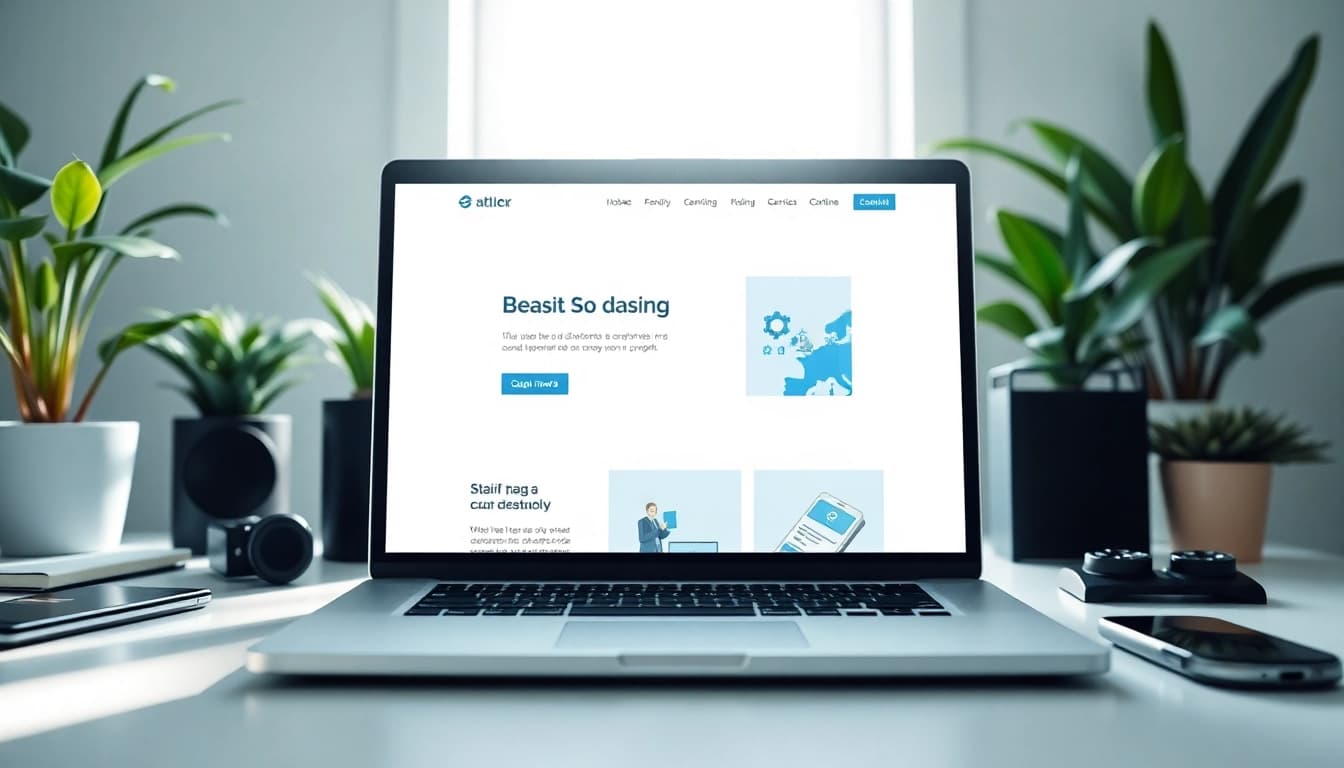 This website depicted on a laptop showcases an elegant and modern design.