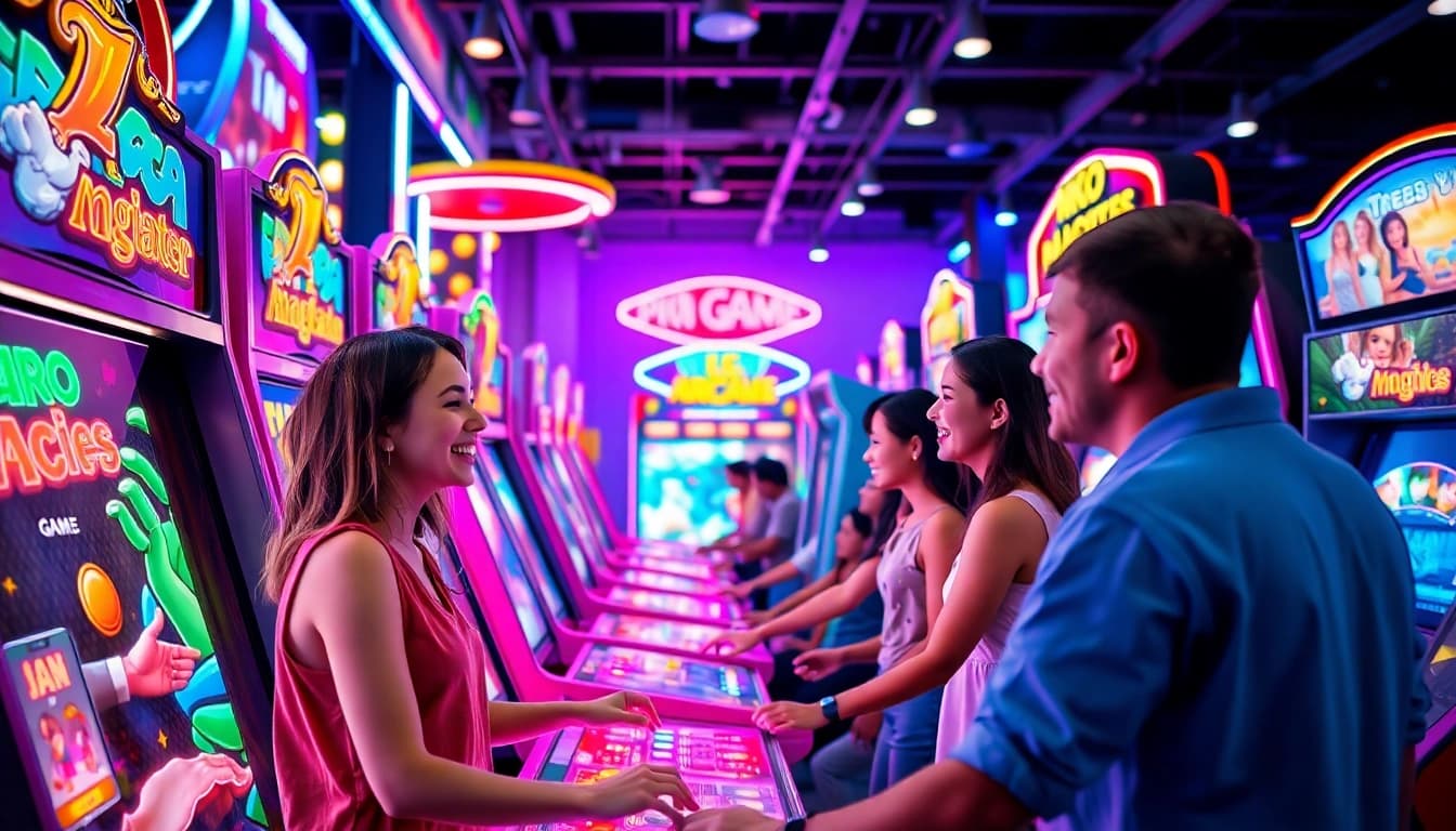 สนุกกับเล่น mega game ในอาร์เคดที่เต็มไปด้วยสีสันและพลังงาน