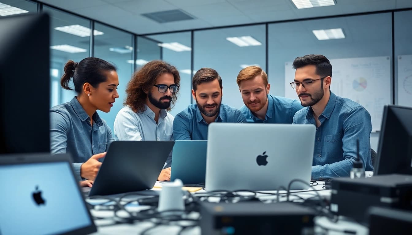 Providing managed IT services near me with a collaborative team in a professional office.