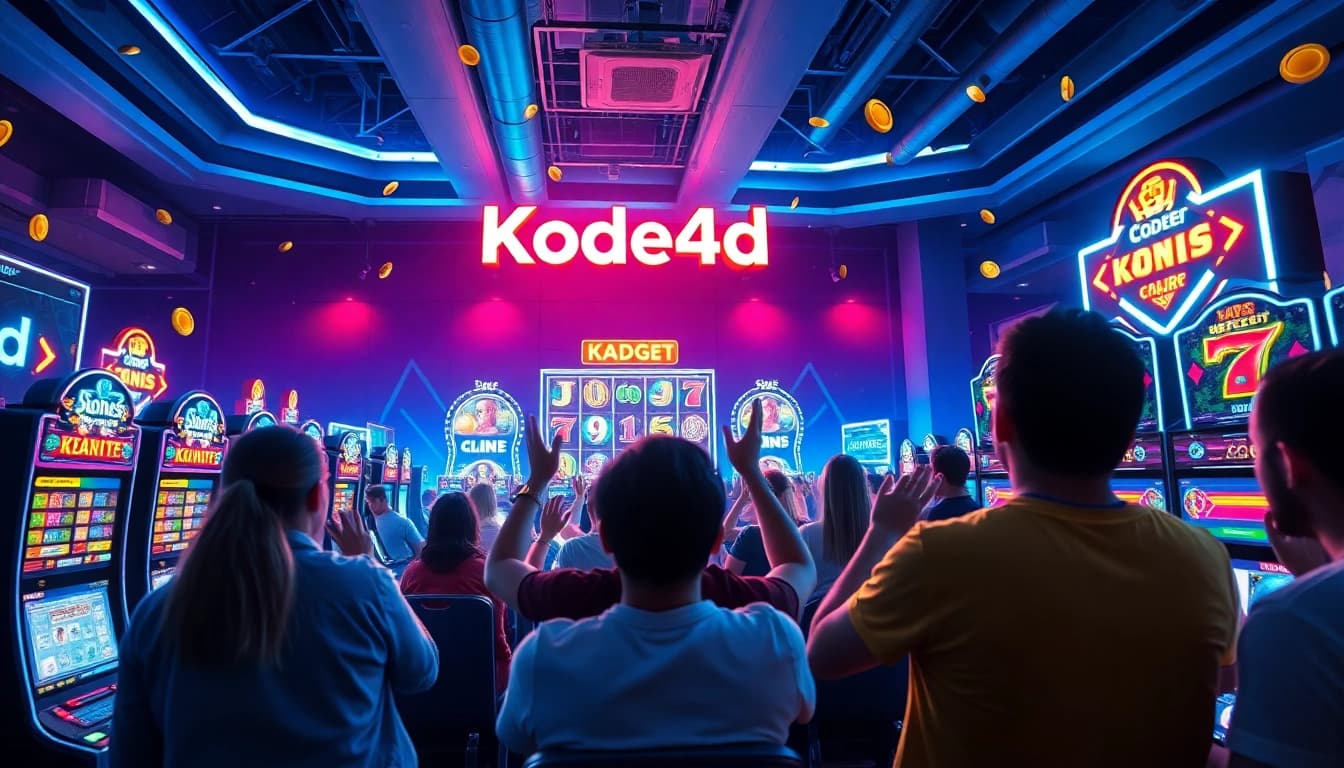 Kode4d online gaming platform showcasing vibrant slot games and animated graphics