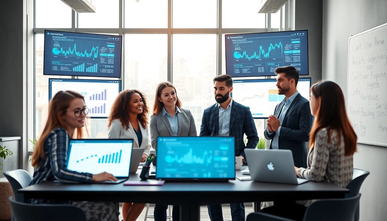 Enhance your experience with https://www.fire85.com showcasing a collaborative team in a modern office.