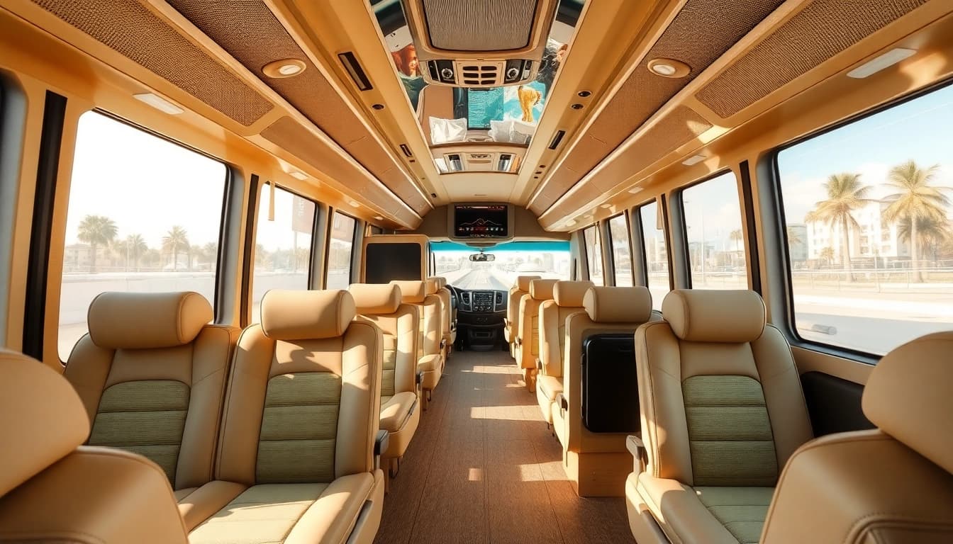 Experience the luxurious interior of a charter bus from https://miamicharterbus.com designed for comfort.