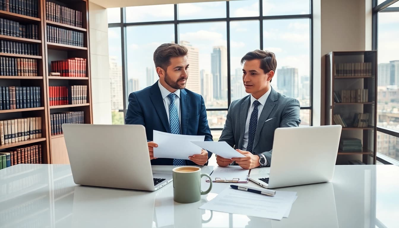 An engaged Orlando Personal Injury Lawyer consultation, exuding professionalism and trust, in a modern office.