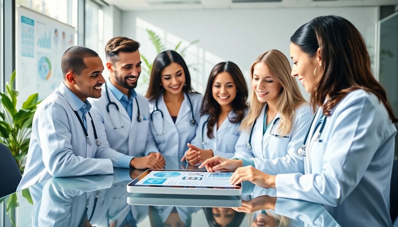 Healthcare team collaborating at https://www.medexdtc.com, showcasing teamwork and innovation in a modern setting.