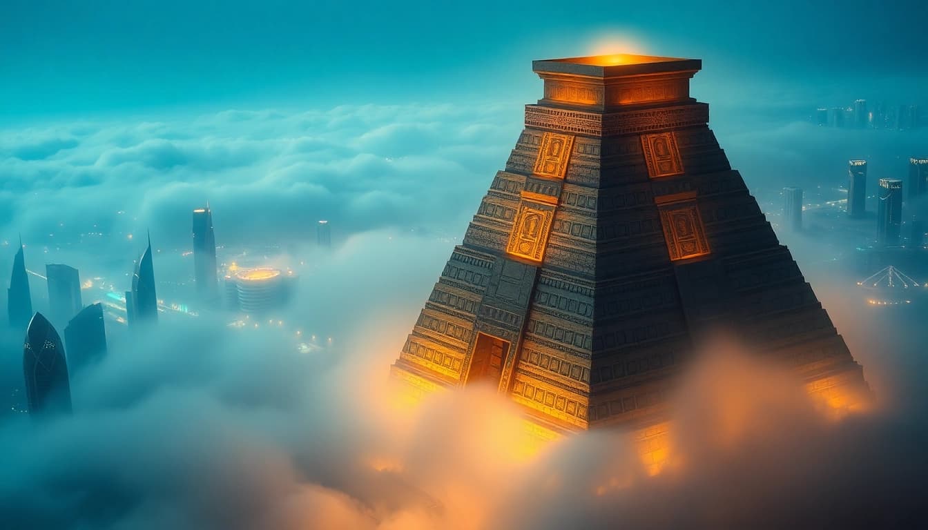 Immortal aspirations depicted through the mystical ziggurat representing www.trilgameshproject.com.