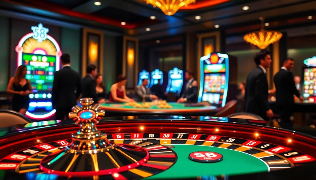 S8 casino players enjoying thrilling games at a luxurious gaming table.