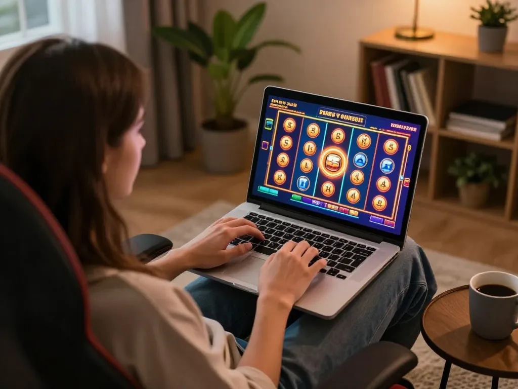 Engaging scene of online gaming with a focus on slot bonus new member benefits and vibrant game interface.