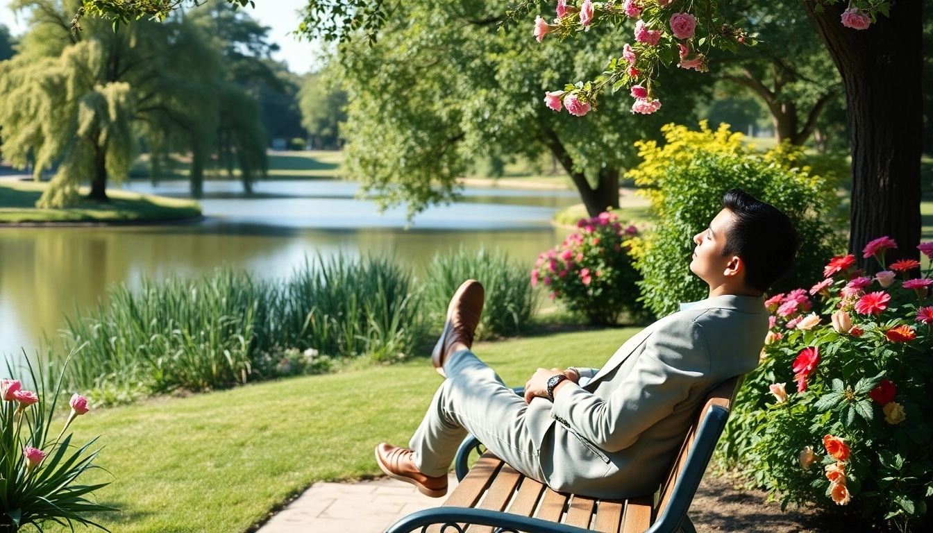 Entrepreneurs break: Professional entrepreneur enjoying a serene moment in nature.
