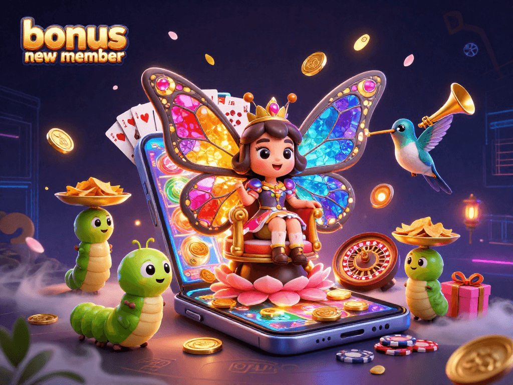 Engage with the vibrant world of slots featuring bonus new member offers, with colorful graphics and dynamic game elements.