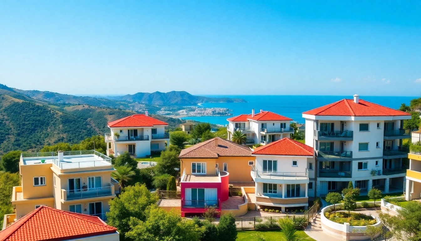 Showcase of real estate in alanya featuring diverse properties for sale amid stunning coastal views.