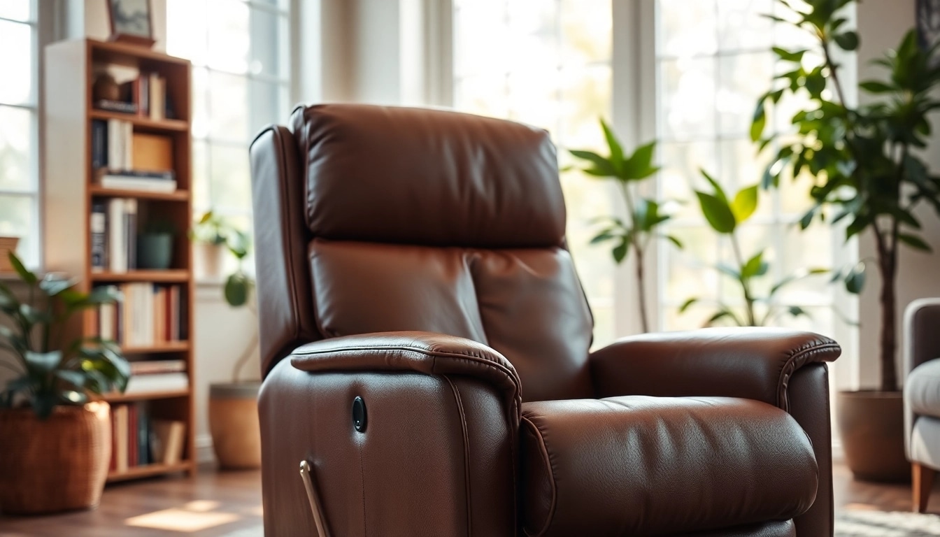 Comfortable leather lift recliner chair enhancing a cozy living room ambiance.