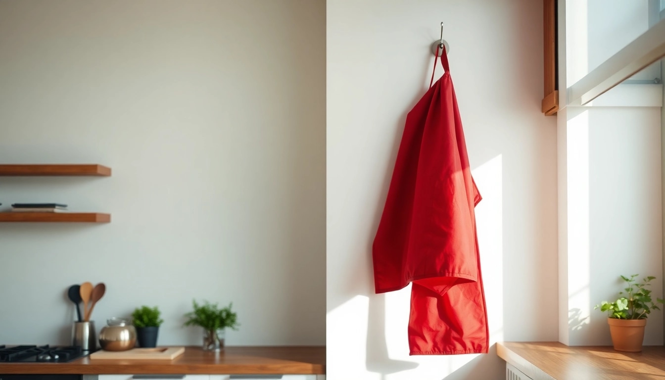Fire blanket displayed in a modern kitchen, highlighting safety and preparedness features.