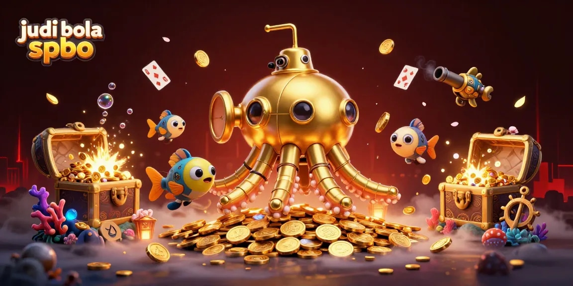 Engage in judi bola spbo with dynamic illustrations of the golden kraken and rich underwater treasures.