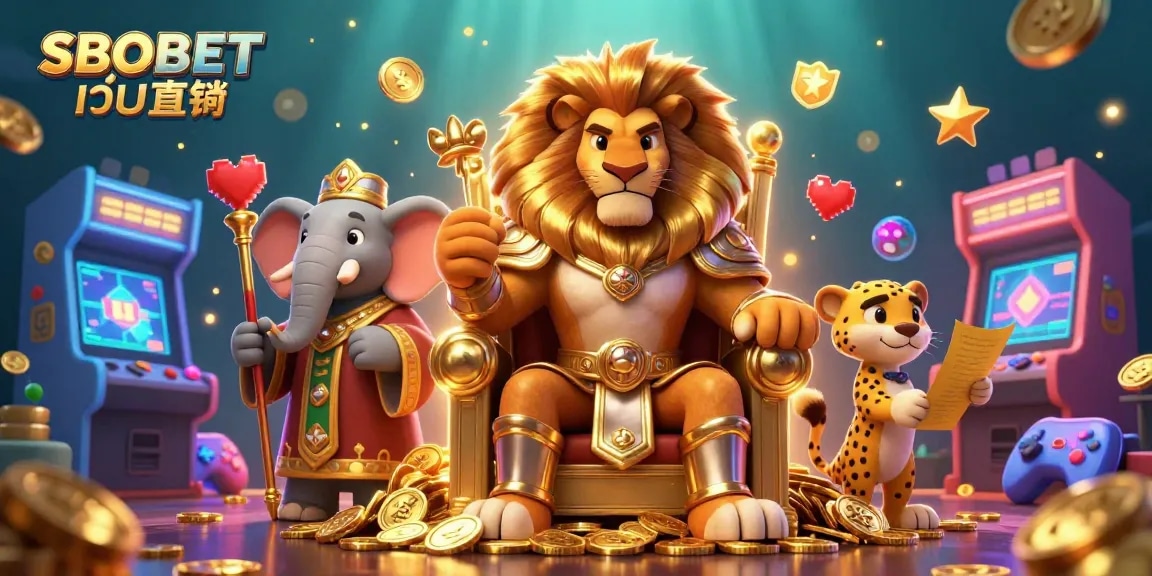 Bet and win big at SBOBET เว็บตรง through exciting games featuring a lion king, elephant advisor, and cheetah messenger.