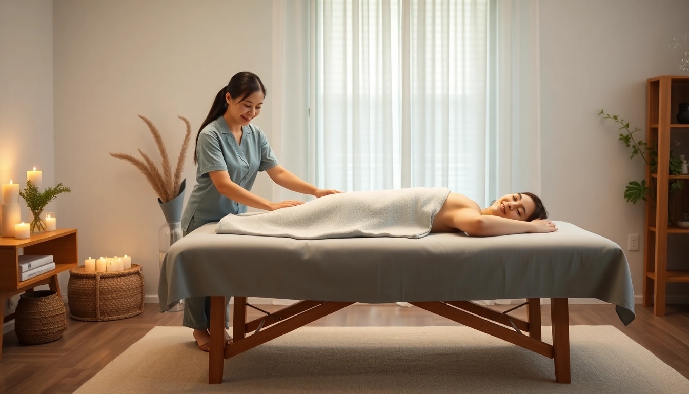 Mobile massage 출장안마 service in a serene home environment with a professional therapist.