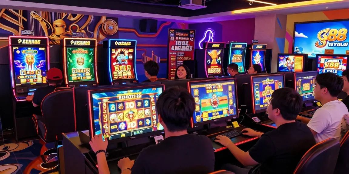 Group of players enjoying an exciting slot88 gaming experience in a vibrant casino atmosphere.