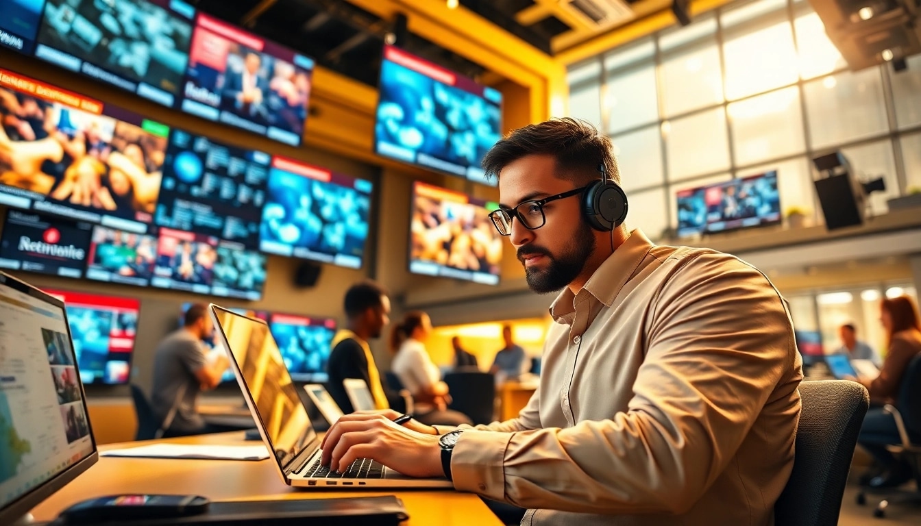 Engaging news coverage and dynamic visuals at https://emiratenewsday.com, showcasing a vibrant newsroom.