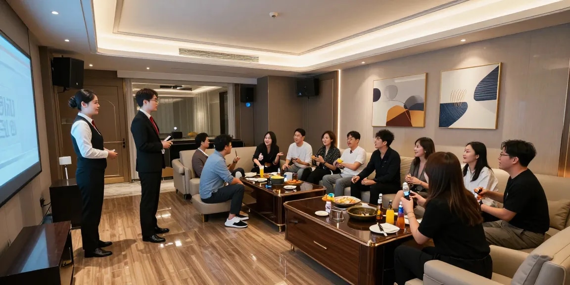 강남쩜오의 고급스러운 노래방 시설과 전문적인 서비스 모습