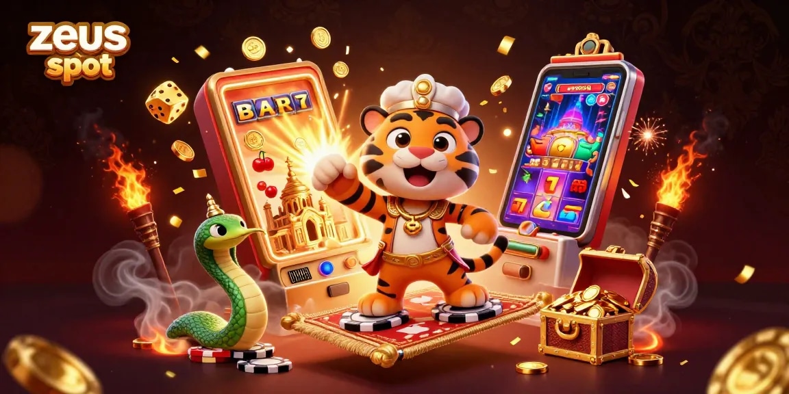 Engage with the Zeus slot theme and win prizes amidst an intense cinematic casino environment.