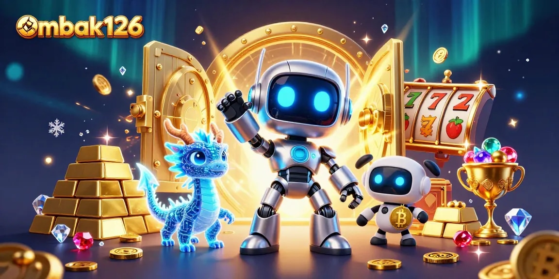Experience thrilling wins at ombak126 with our vibrant 3D casino illustration featuring exciting slot elements.