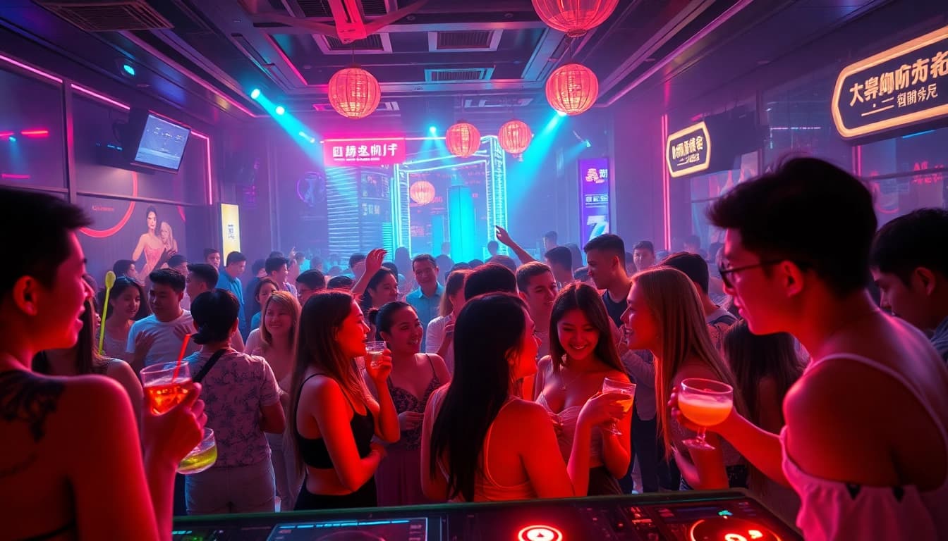 反映吃瓜爆料文化的夜生活动态场景,上海夜店中的年轻人。
