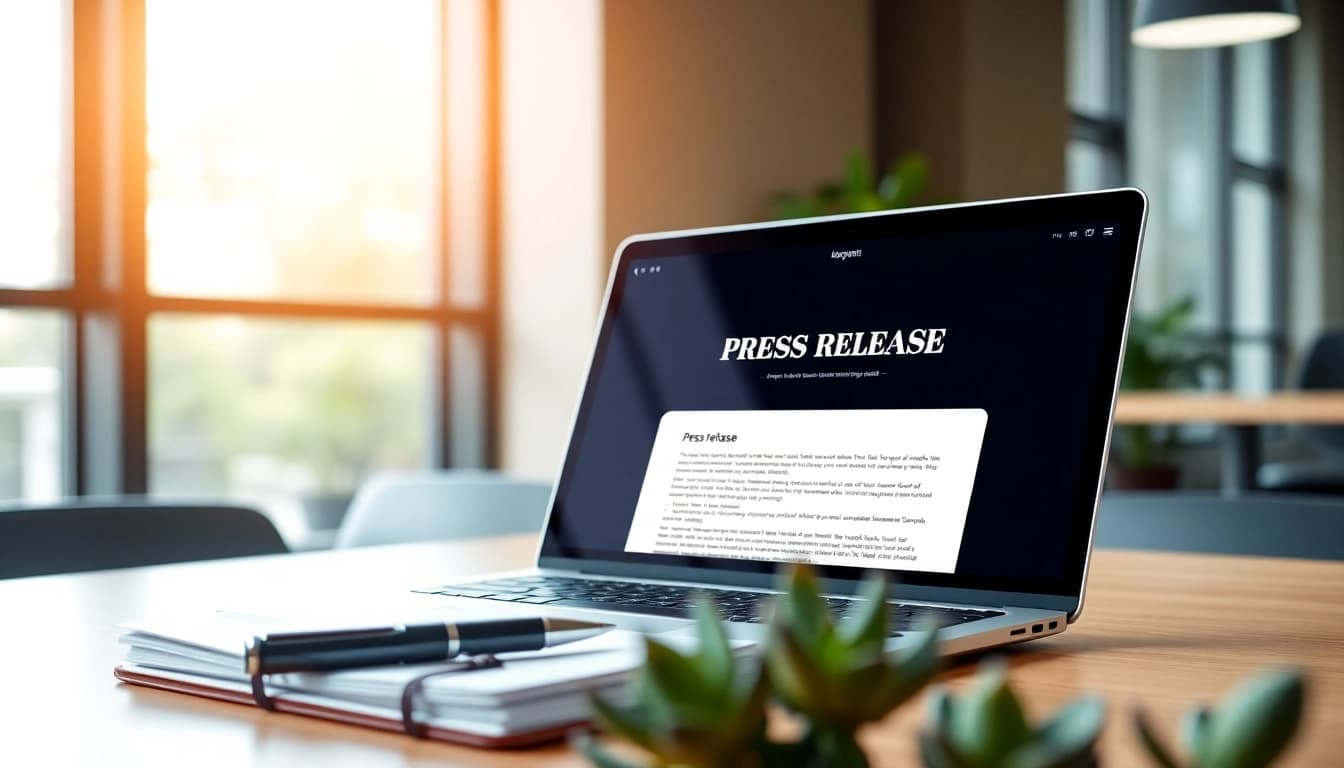 Craft a compelling press release India in an engaging corporate workspace.